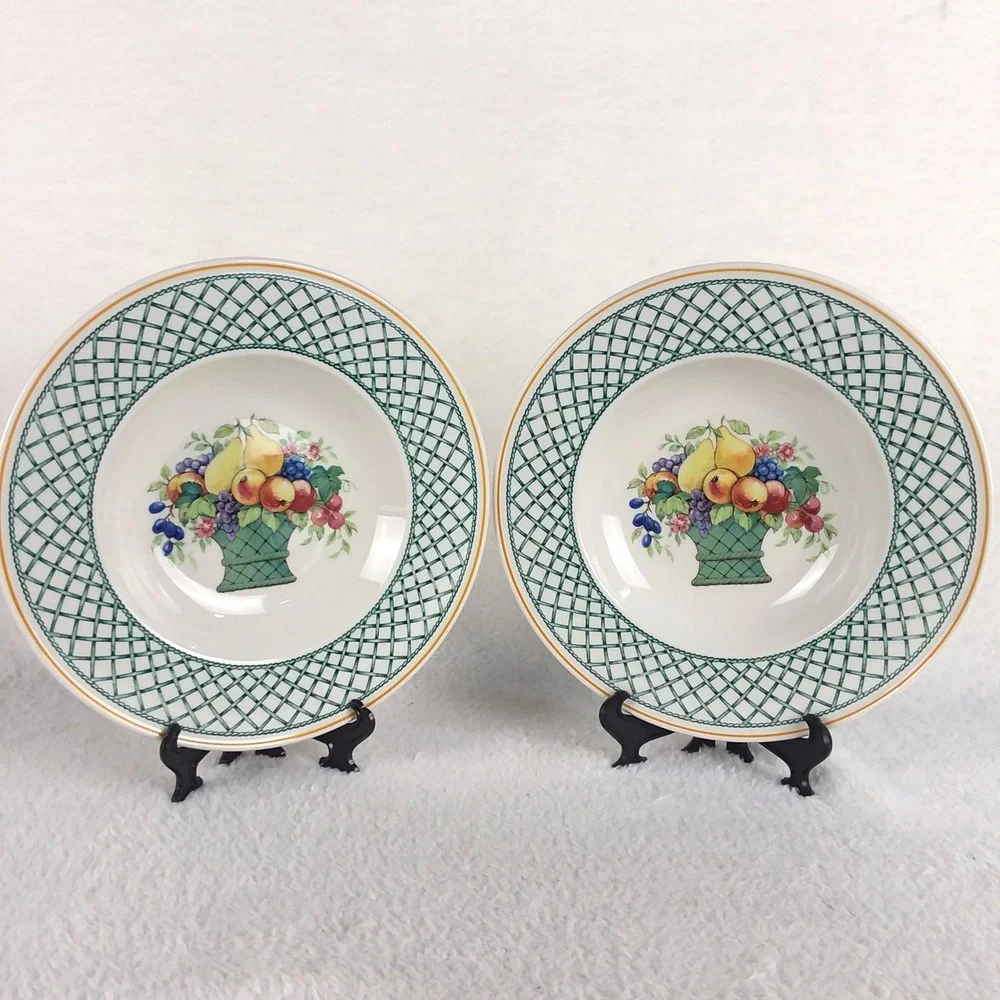 2 Villeroy & Boch Basket Large Rim Soup Bowl 9 3/8